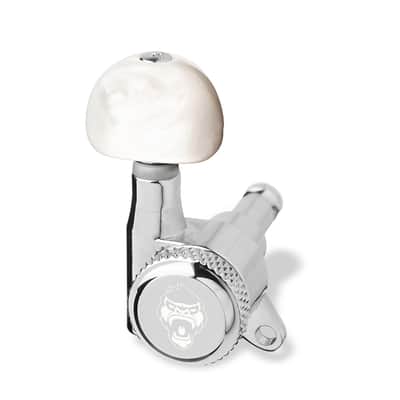 7 String Set - Guitar Monkey Monkey Grip - Locking Tuners -   Small Vintage Kidney Bean Pearl  Buttons - Chrome image 1