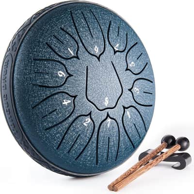 Steel Tongue Drum Hand Drums: 6 Inch 11 Notes Small Metal Drum - Steel Drum with Music Book, Drum Mallets, Drums Bag, Finger Picks, Gifts for Family & Friends (Navy) image 1