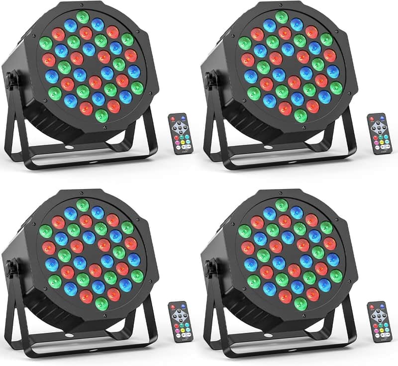 36LED Stage Par Light RGB Par Light DMX Lighting Stage Uplights for Events Music Dances Shows Party Wedding Church School Christmas Club (4 Packs) image 1