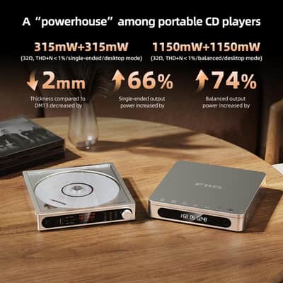 FiiO DM15 Portable Stereo CD Player with True 24Bit R2R DAC, 1150mW+1150mW High-Power Output, aptX Adaptive Bluetooth Transmitter, 24 Sound Presets, USB/CD HiFi Audio, HD Display (Red) image 6