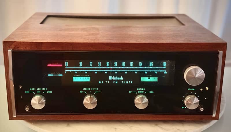 🎶✨ McIntosh MR77 FM Stereo Tuner w/ Walnut Wood Cabinet — Serviced, Tested, Strong Stereo Lock