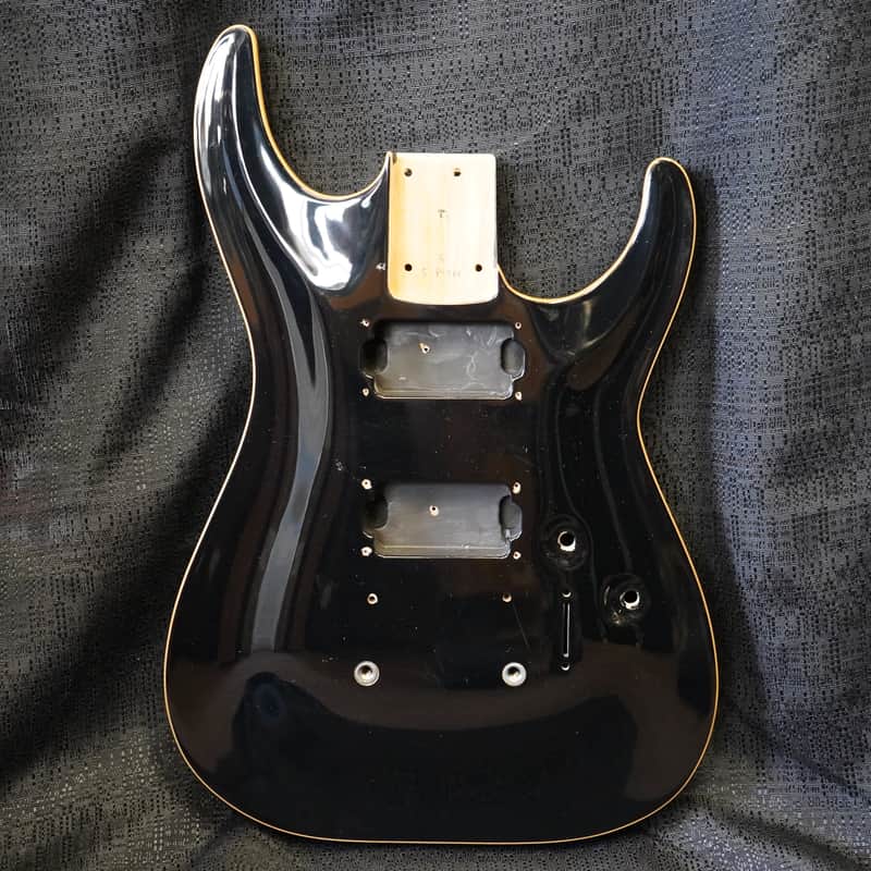 1996 ESP/Japan Original Horizon Alder Guitar Body - Black w/ Natural Binding image 1