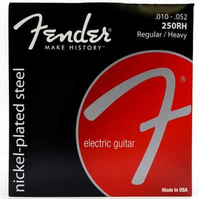 Fender Super 250 Guitar Strings, Nickel Plated Steel, Ball End, 250RH Gauges .010-.052, (6)