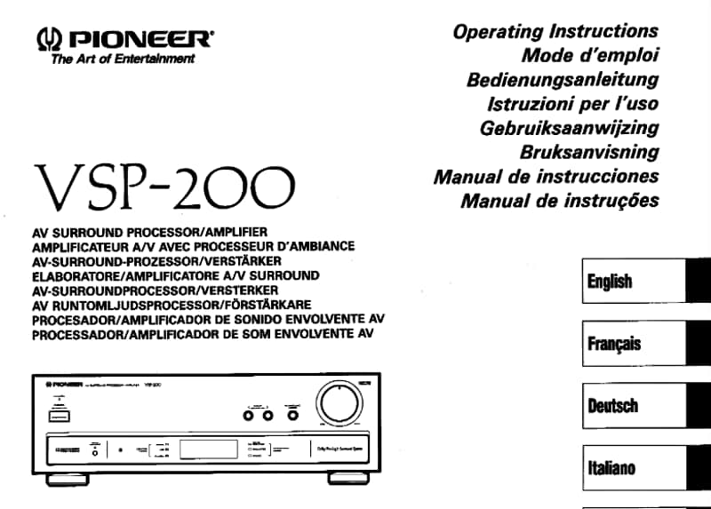 Pioneer VSP-200 BEDIEN-Anleitung / USER-Guide~~8Sprachen~~portofrei als DOWNLOAD