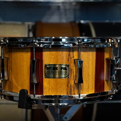 Pork Pie Striped Paduk Sap w/Chrome Hardware and Matching X-Click 14x6.5 Snare Drum image 1