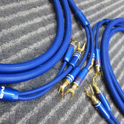 Pair Miova 8' Audiophile Heavy Gauge Speaker Cables, Gold Plated Spade Lugs, Highly Sheilded, Built + Attractive 2000s image 3