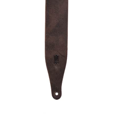 Levy's Distressed Leather Series 2 1/2" Wide Veg-Tan Leather Guitar Strap Dark Brown image 2