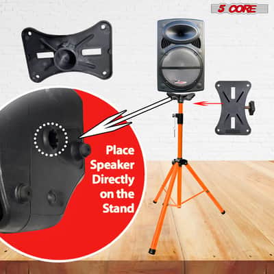 5 Core Speaker Stand Height Adjustable PA DJ Tripod Studio Monitor Stands w 35mm Compatible Insert image 6