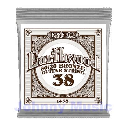 .038" Earthwood 80/20 Bronze Wound Over Brass-Plated High-Carbon Steel Hex-Core Acoustic Guitar Single String image 1