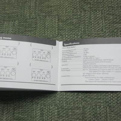 used (less than lite average wear) genuine Boss Owner's Manual for PH-3 Phase Shifter (NO: pedal / other items) 2000s (copyright year 2002) white matte paper / black print & graphic [5 inches across (unopened), 3 & 1/2 inches high] 32 pages cover to cover image 21