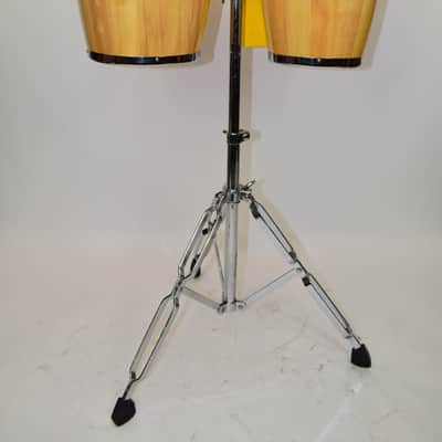 LP Junior Wood Congas with Chrome Hardware and Stand, Natural image 2