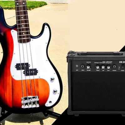 🎸+Amp! Glarry P Style Electric Bass Guitar +Rosewood Fretboard +Soft Case/Gig Bag +Strap +Cable +Pick!🎸 image 2