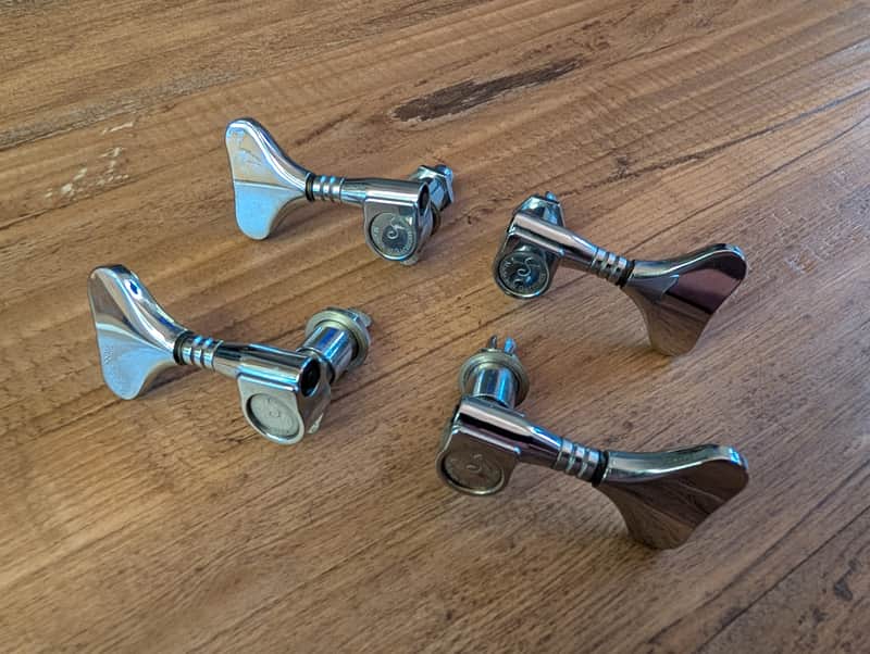 Schaller Bass Guitar Tuning Pegs Vintage Mid 1970s Nickel 2 Pegs Good 2 For Parts image 1