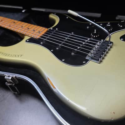 1979 Fender Stratocaster 25th Anniversary Porsche Inca Silver over Huffy Olympic White Relic Vintage 70s American USA Strat Electric Guitar Special Limited Edition Model FSR Heavy Road Worn Aged image 12
