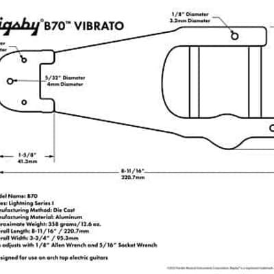 Bigsby B70G Vibrato Tailpiece “ Gold Finish, Licensed B7-Style Tremolo for Archtop & Semi-Hollow Guitars image 5