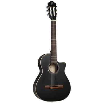 Ortega RCE125SBK-3/4 Family Series Spruce Top Thinline Body Cutaway 3/4 Size Nylon 6-String Classical Acoustic-Electric Guitar w/Gig Bag image 2