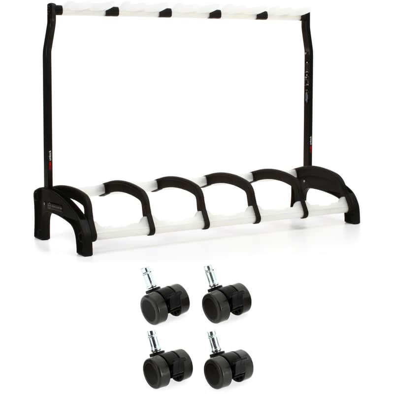 K&M 17515 Guardian 5 Guitar Stand and 4 Casters - Black with Translucent Supports image 1