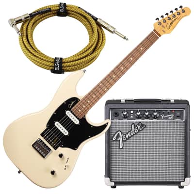 Godin 048434 Session HT Trans Cream RN, Fender Frontman 10G Electric Guitar Amplifier, GLS 15 FT Guitar Cable Bundle image 1