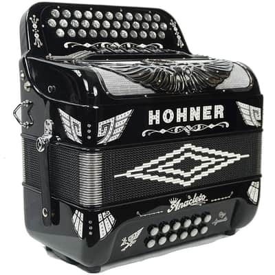 Hohner Anacleto Rey Aguila Two Tone FBE/GCF Compact Accordion Black | Mint image 2