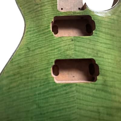 Green HH Double Cutaway Guitar Mahogany Body with Tiger Maple Top image 4