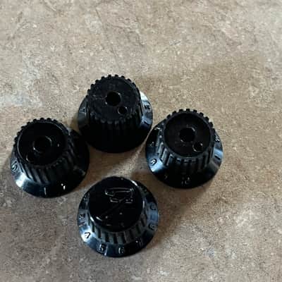 set Fender Japan F logo knobs black guitar bass Lyte image 1