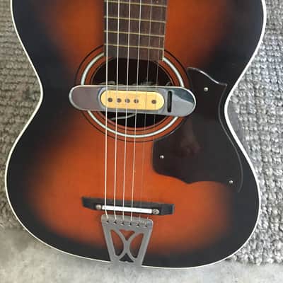 70's Harmony Stella Parlor Guitar w/60's DeArmond Pickup image 2