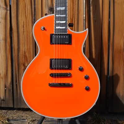 ESP CUSTOM SHOP Eclipse CTM - Ebony Neon Orange 6-String Electric Guitar w/ Case image 6