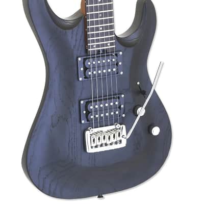 Aria MAC-DLX-STBK Pro II Craved Top Ash Body Maple 3P Bolt-on Neck 6-String Electric Guitar image 1