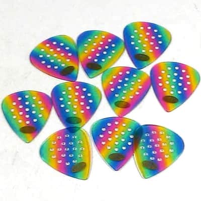 Pickboy Guitar Picks Pro Pos-a-grip  .75mm Medium 10 Pack Celluloid Rainbow