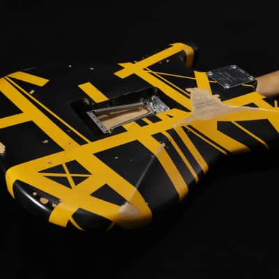 EVH Striped Series Frankenstein Frankie Electric Guitar - Black with Yellow Stripes, Relic 103 image 13