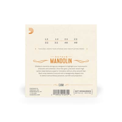 D'Addario EJ80 Phosphor Bronze Octave Mandolin Strings, Medium, 12-46 image 3