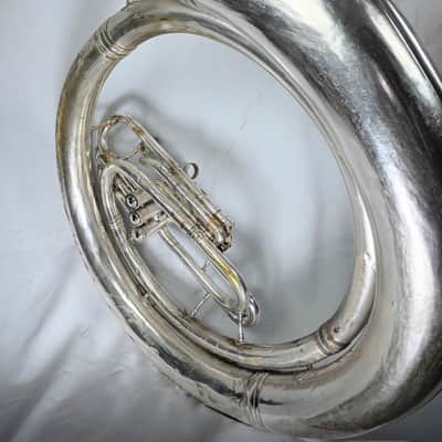King 2350 BBb Satin Silver Sousaphone - complete overhaul with case, neck, and bits image 6