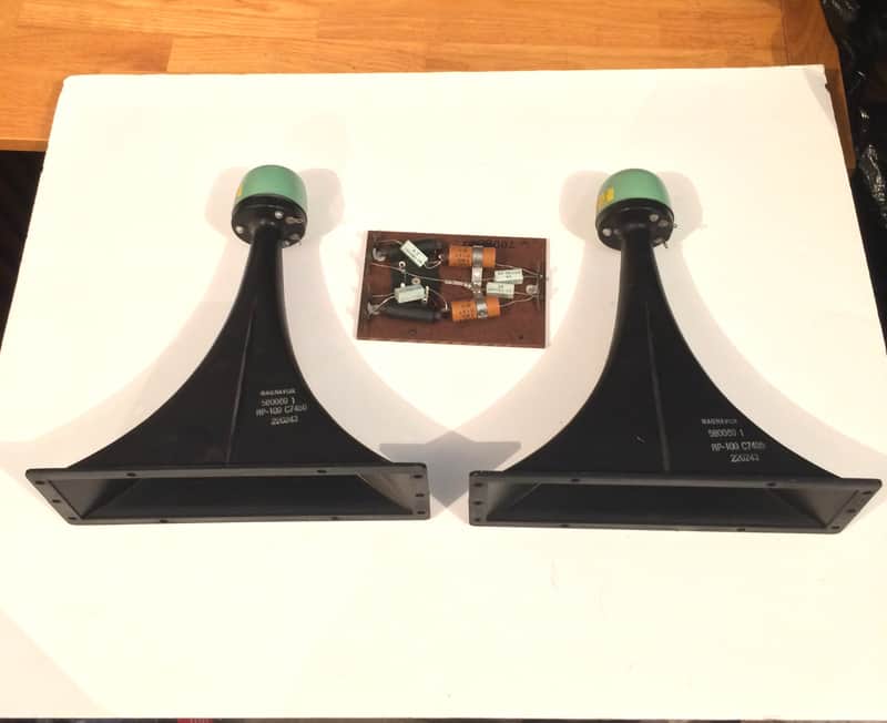 Pair Alnico Vintage Jensen RP-109 Tweeter Speaker horns with crossover image 1