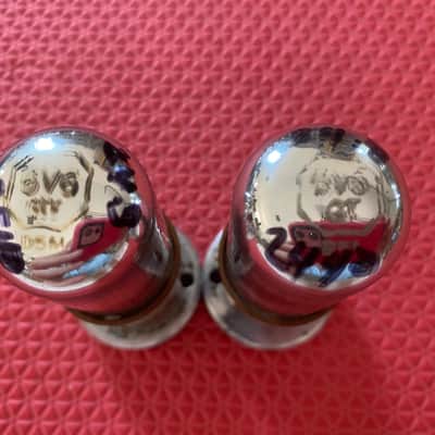 Matched Pair Sylvania 6V6 6V6GT 6P6 6P6P Vacuum Tubes Valves Clear Bottle Black Plates Tall Micanol Bases NOS-Testing image 3