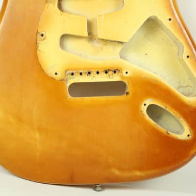 1973 Fender Stratocaster Body Olympic White 4.5lbs Nicotine Yellow 1970's Vintage Strat image 9