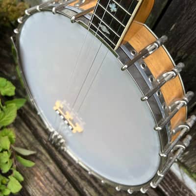 The Bacon Blue Ribbon Style A Tenor Banjo with Original Koverite Case Natural 1920s image 5