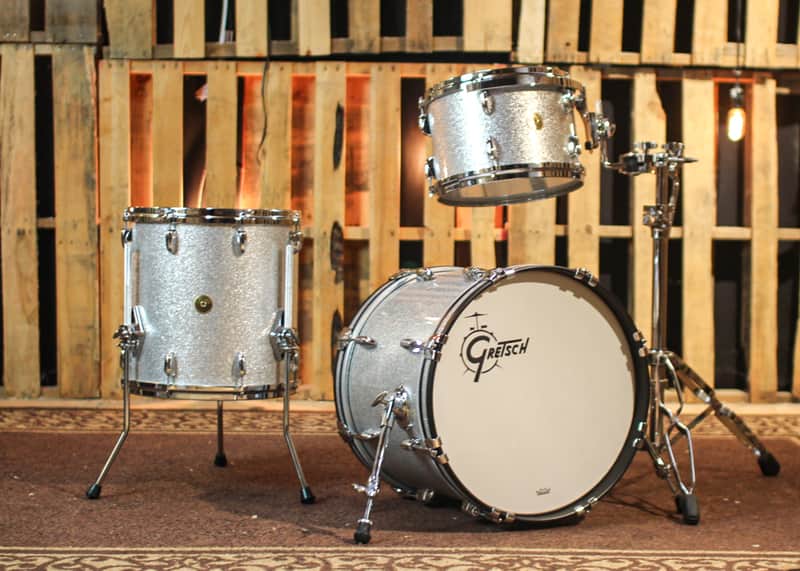 Gretsch USA Custom Silver Sparkle Nitron Drum Set - 14x18,8x12,14x14 - SO#1323839 image 1