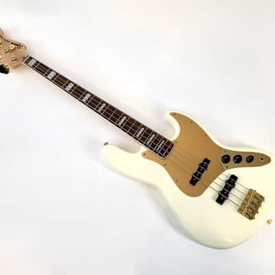 Squier Jazz Bass 40th Anniversary Gold Edition 2022 Olympic White image 7