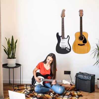 2 Pack Guitar Wall Hangers | Black Walnut Wood U Shape Guitar Holder Mount for Acoustic Electric Bass and Banjo image 8