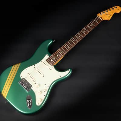 2012 Fender Custom Shop Custom Deluxe Stratocaster - Sherwood Green with Gold Racing Stripes | COA OHSC image 5