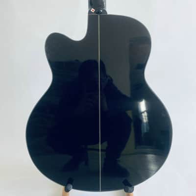 Ibanez AEB-10BBE-BK 4 String Acoustic Bass in Black, Spruce Top, Mahogany Body image 7