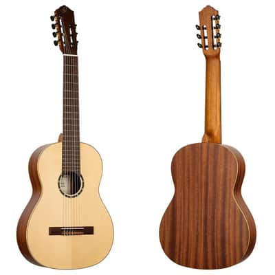 Ortega R133-7 Family Series Pro Solid Spruce Top Nato Neck Nylon 7-String Classical Acoustic Guitar w/Gig Bag image 3