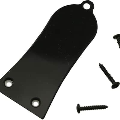 3 Hole Electric Guitar Truss Rod Cover Plate with Screws Electric Guitar Headstock Iron Core Guard Plate Bell Shaped Double Layer PVC Iron Core Cover Plate Bass Guitar Replacement Parts Black image 1