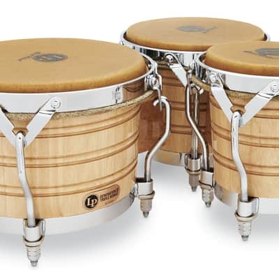 Latin Percussion LP Generation 3 Traditional 5-1/2", 7-1/4", and 9" Bongos - Oak Natural with Chrome Hardware (LP202-AW) image 6