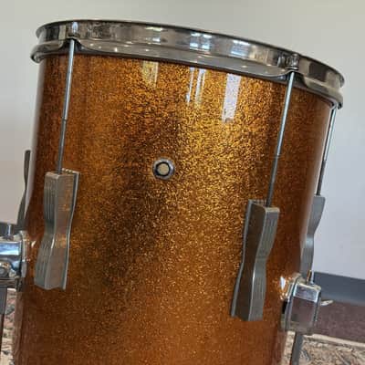 Ludwig 1960s Club Date Floor Tom 14x14" - Gold Sparkle (Rewrap) image 2