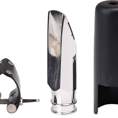 Silver Metal JAZZ Bb Soprano Saxophone 6# Mouthpiece with Leather Clip image 1