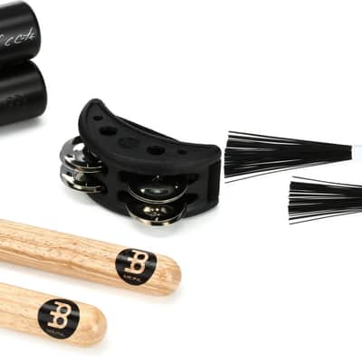 Meinl Percussion PP-1 Hand Percussion Perc Pack  Bundle with Meinl Stick & Brush Retractable Cajon Brushes (pair) image 1