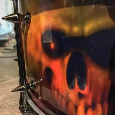 7x14 Oak Stave Snare by War Drums & Percussion - Skull wrap image 2