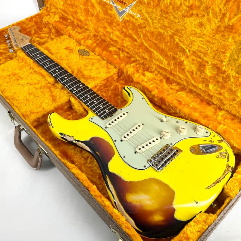 2018 Fender Custom Shop '63 Special Stratocaster Heavy Relic - Graffiti Yellow over Sunburst image 1