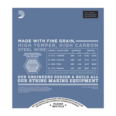 D'Addario Bass Strings Pro Steels 45-105 45-65-85-105, EPS165 - String Set for 4 String Bass Guitar image 3